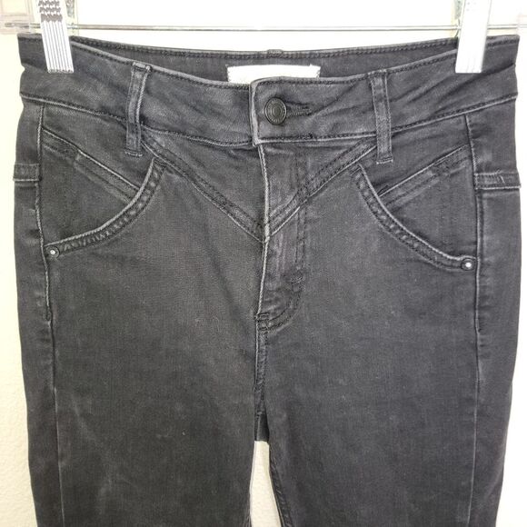 We The Free People Riley Washed Black Seamed Skinny Jeans 26 - Picture 3 of 6